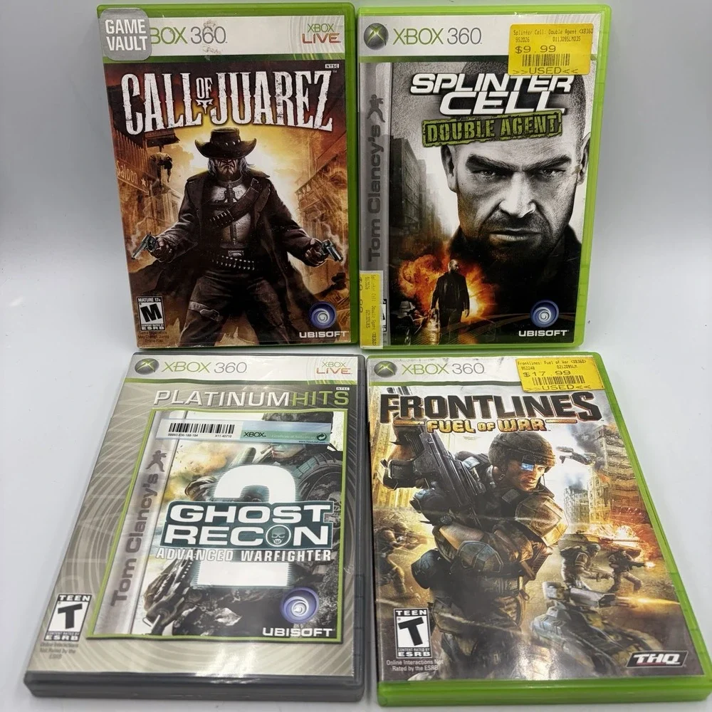 Xbox 360 4 Games Splinter Cell Double Agent Ghost Recon Two Frontlines Juarez